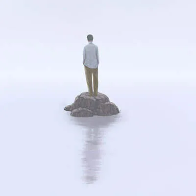 Person isolated in need of therapy for depression